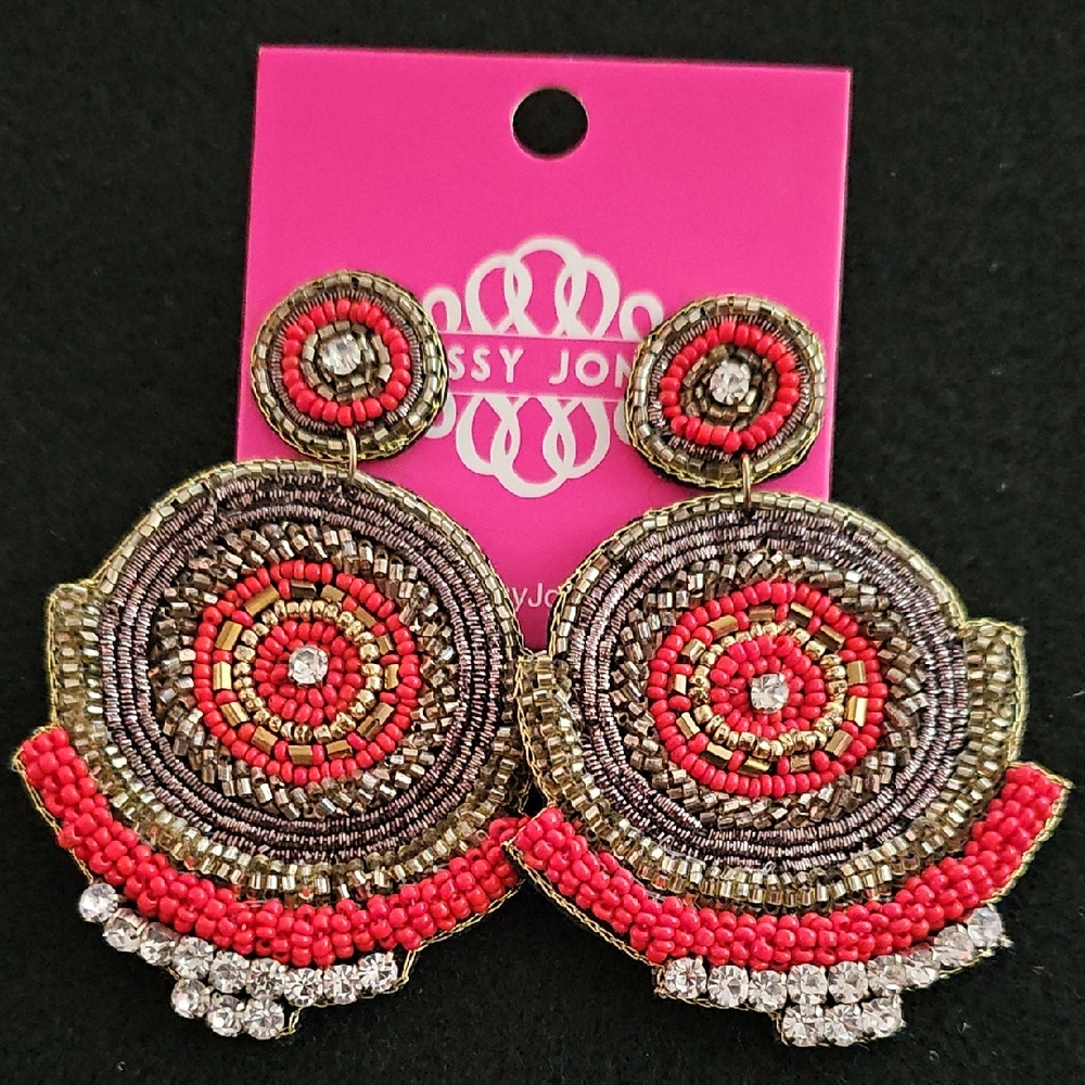 Sassy Jones Red and Gold Beaded Earrings